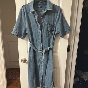 Fendi Blue Denim Belted Dress